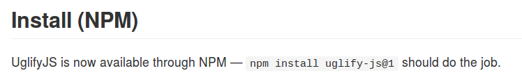 UglifyJS installation